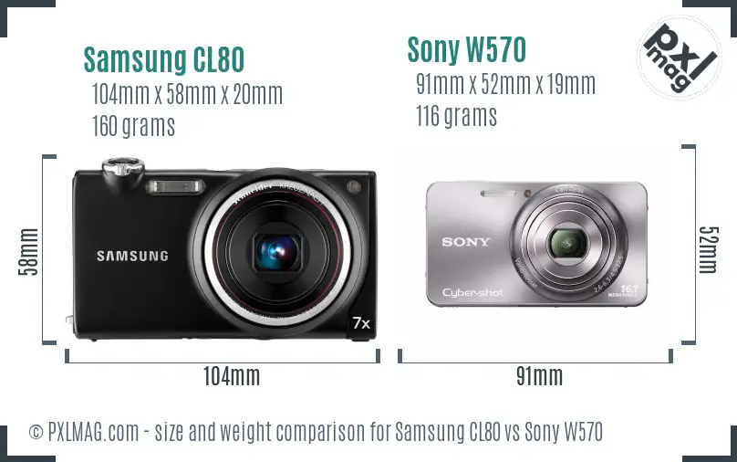 Samsung CL80 vs Sony W570 size comparison