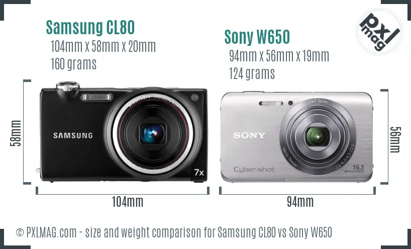 Samsung CL80 vs Sony W650 size comparison