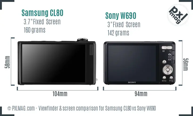 Samsung CL80 vs Sony W690 Screen and Viewfinder comparison
