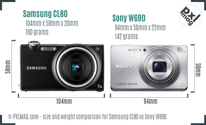 Samsung CL80 vs Sony W690 size comparison