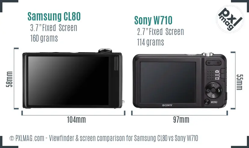Samsung CL80 vs Sony W710 Screen and Viewfinder comparison