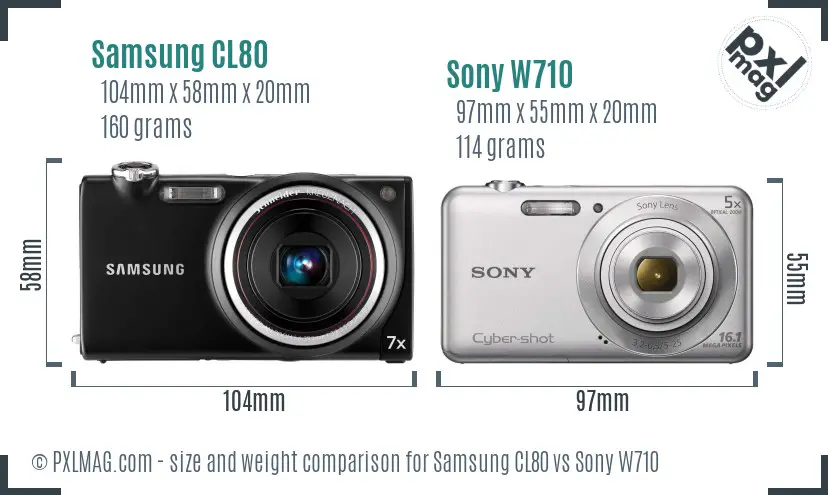 Samsung CL80 vs Sony W710 size comparison