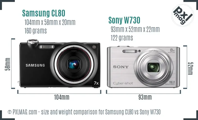 Samsung CL80 vs Sony W730 size comparison