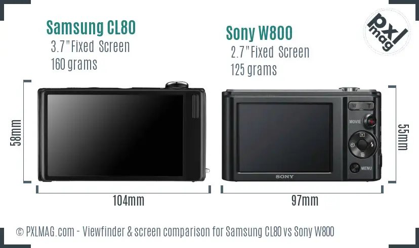 Samsung CL80 vs Sony W800 Screen and Viewfinder comparison
