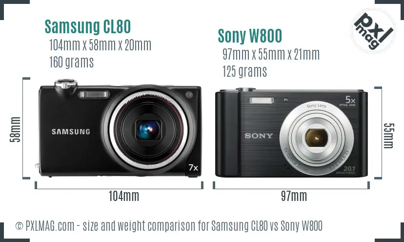 Samsung CL80 vs Sony W800 size comparison