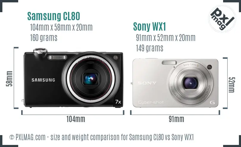 Samsung CL80 vs Sony WX1 size comparison