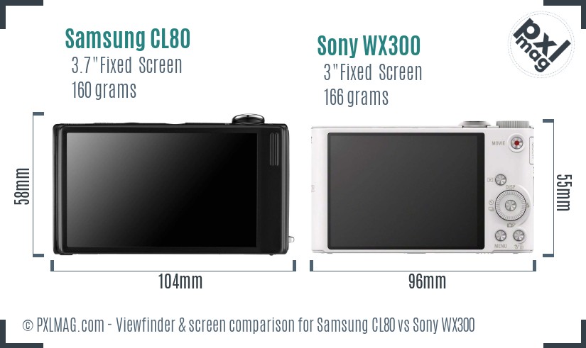 Samsung CL80 vs Sony WX300 Screen and Viewfinder comparison