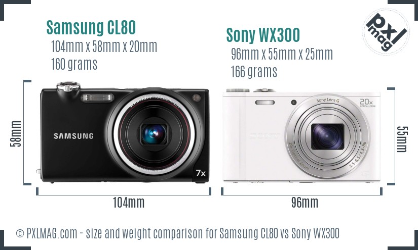 Samsung CL80 vs Sony WX300 size comparison