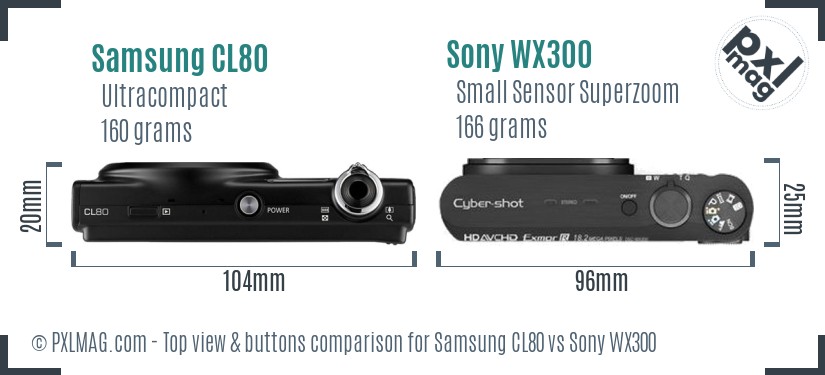 Samsung CL80 vs Sony WX300 top view buttons comparison