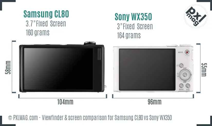 Samsung CL80 vs Sony WX350 Screen and Viewfinder comparison