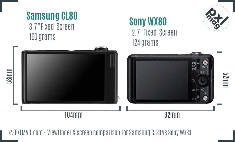 Samsung CL80 vs Sony WX80 Screen and Viewfinder comparison