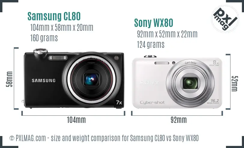 Samsung CL80 vs Sony WX80 size comparison