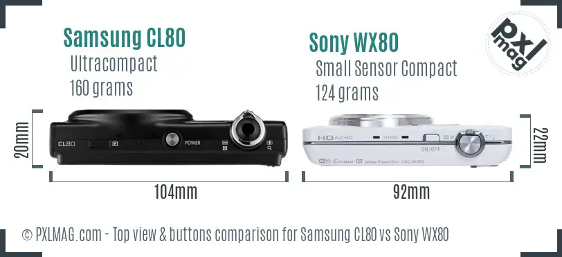 Samsung CL80 vs Sony WX80 top view buttons comparison