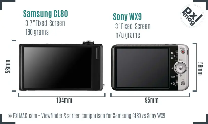 Samsung CL80 vs Sony WX9 Screen and Viewfinder comparison