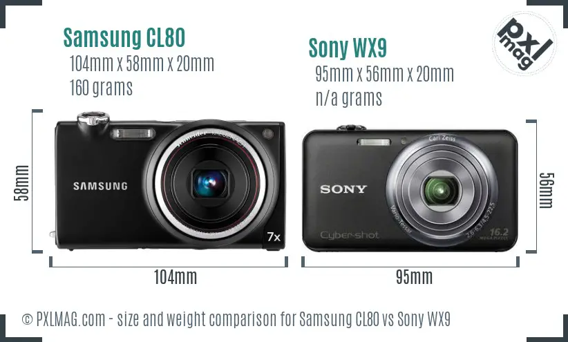 Samsung CL80 vs Sony WX9 size comparison