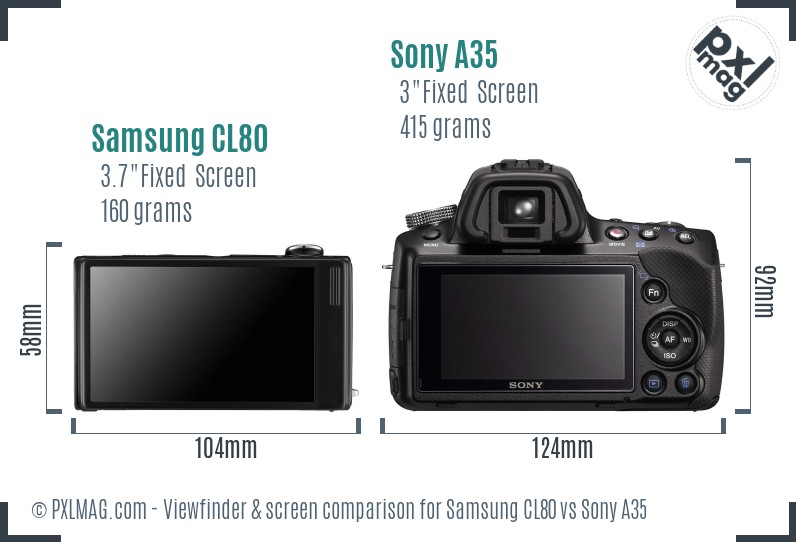 Samsung CL80 vs Sony A35 Screen and Viewfinder comparison
