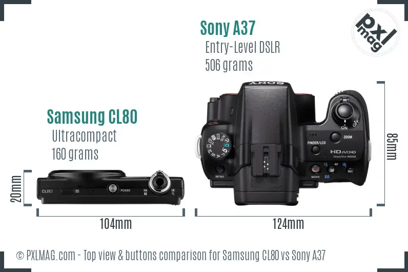 Samsung CL80 vs Sony A37 top view buttons comparison