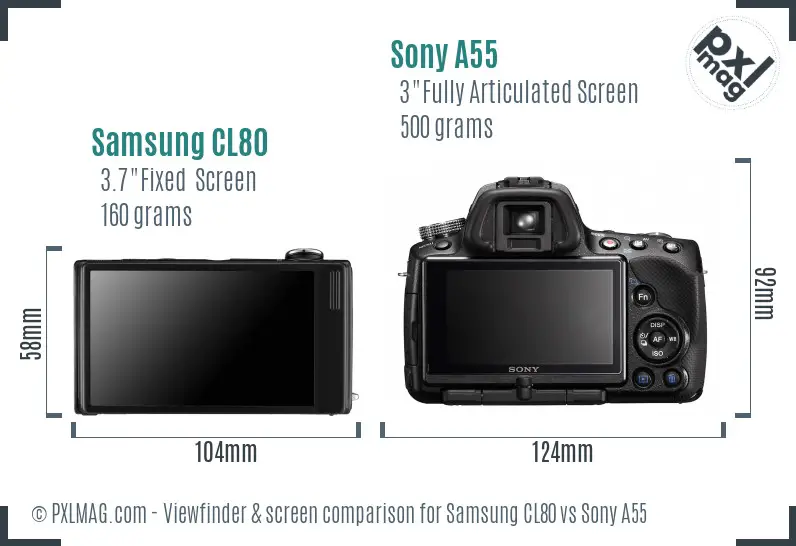 Samsung CL80 vs Sony A55 Screen and Viewfinder comparison