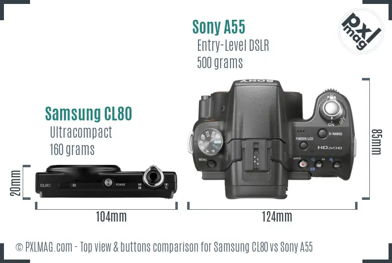 Samsung CL80 vs Sony A55 top view buttons comparison