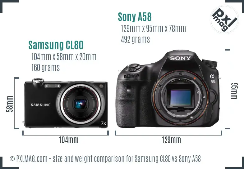 Samsung CL80 vs Sony A58 size comparison