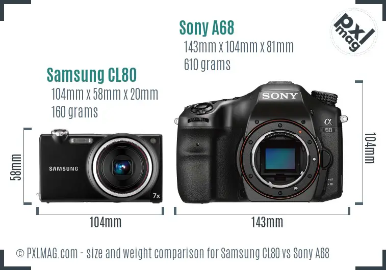 Samsung CL80 vs Sony A68 size comparison