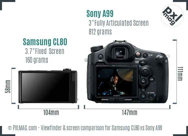 Samsung CL80 vs Sony A99 Screen and Viewfinder comparison