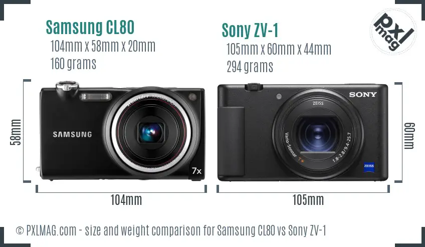 Samsung CL80 vs Sony ZV-1 size comparison