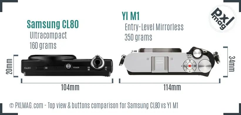 Samsung CL80 vs YI M1 top view buttons comparison