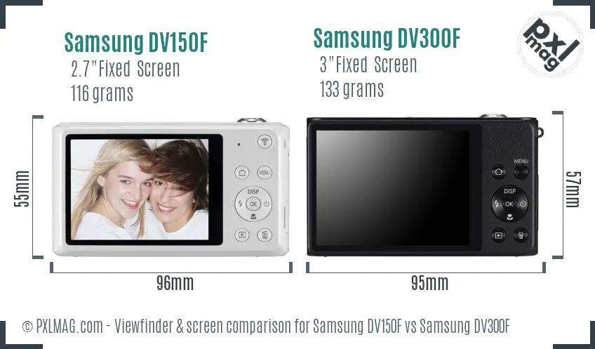 Samsung DV150F vs Samsung DV300F Screen and Viewfinder comparison