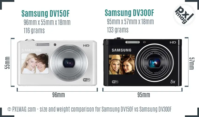 Samsung DV150F vs Samsung DV300F size comparison