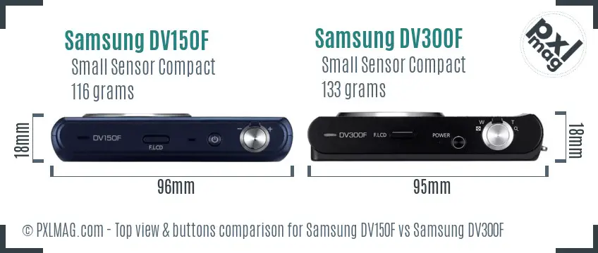 Samsung DV150F vs Samsung DV300F top view buttons comparison