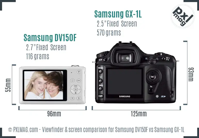 Samsung DV150F vs Samsung GX-1L Screen and Viewfinder comparison