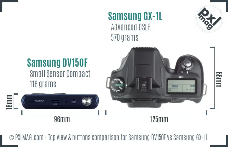 Samsung DV150F vs Samsung GX-1L top view buttons comparison