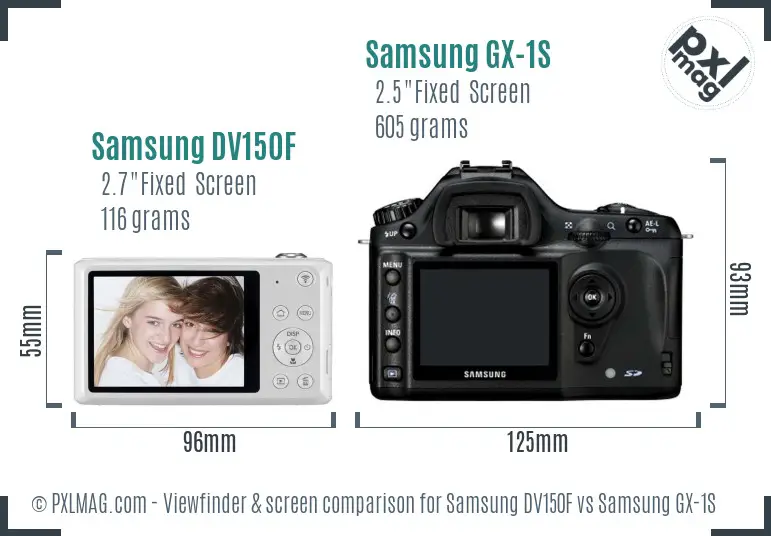 Samsung DV150F vs Samsung GX-1S Screen and Viewfinder comparison