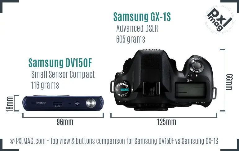 Samsung DV150F vs Samsung GX-1S top view buttons comparison