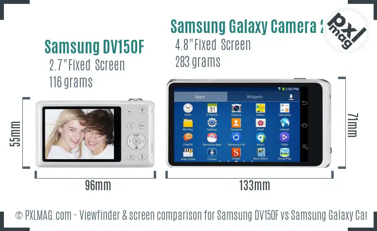 Samsung DV150F vs Samsung Galaxy Camera 2 Screen and Viewfinder comparison