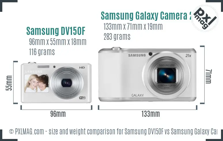Samsung DV150F vs Samsung Galaxy Camera 2 size comparison