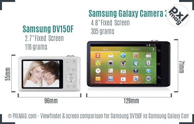 Samsung DV150F vs Samsung Galaxy Camera 3G Screen and Viewfinder comparison
