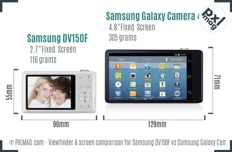 Samsung DV150F vs Samsung Galaxy Camera 4G Screen and Viewfinder comparison