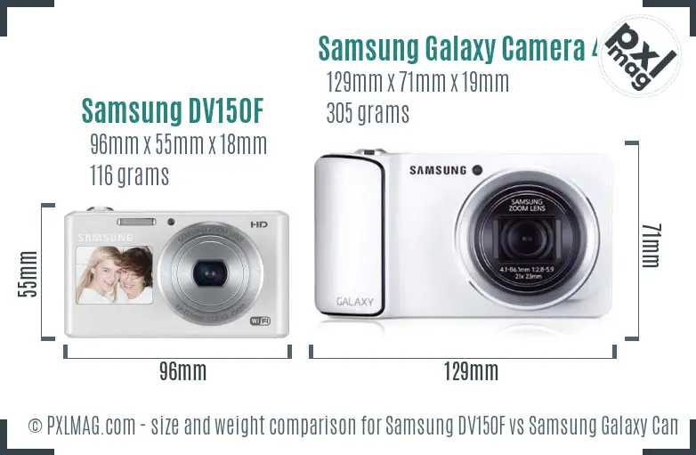 Samsung DV150F vs Samsung Galaxy Camera 4G size comparison