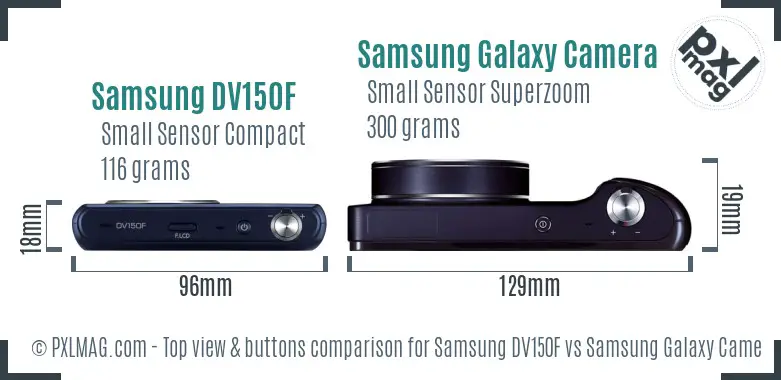 Samsung DV150F vs Samsung Galaxy Camera top view buttons comparison