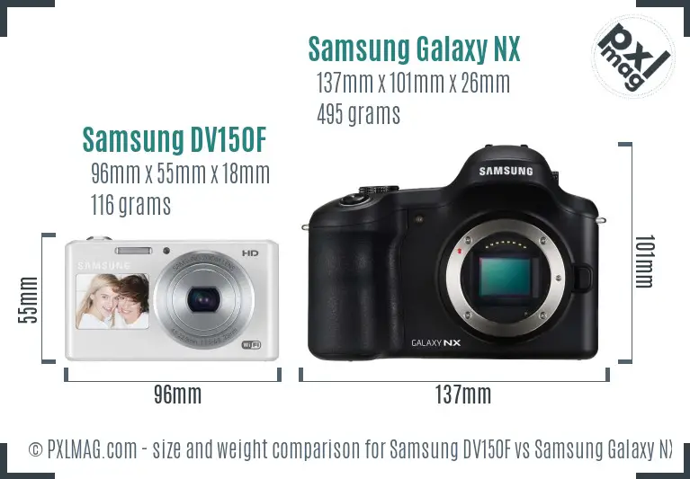 Samsung DV150F vs Samsung Galaxy NX size comparison