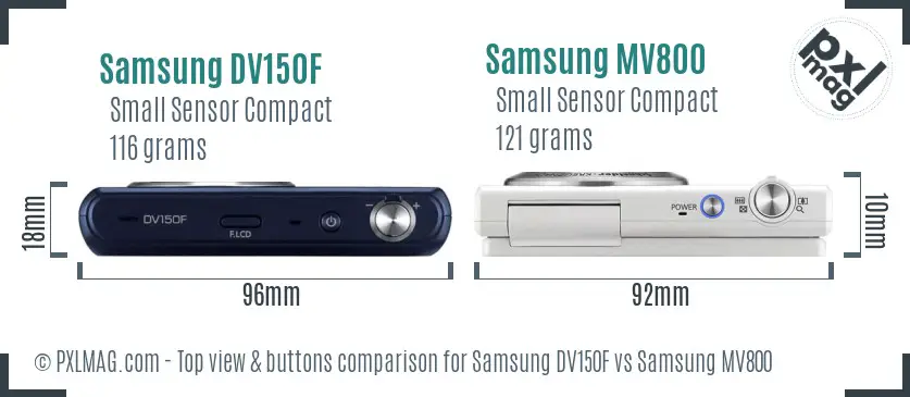 Samsung DV150F vs Samsung MV800 top view buttons comparison