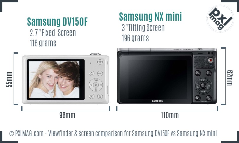Samsung DV150F vs Samsung NX mini Screen and Viewfinder comparison