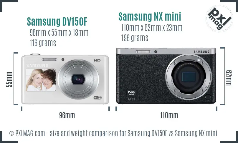 Samsung DV150F vs Samsung NX mini size comparison