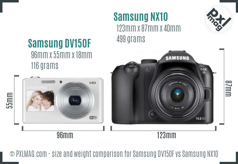 Samsung DV150F vs Samsung NX10 size comparison