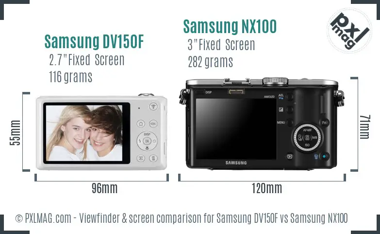 Samsung DV150F vs Samsung NX100 Screen and Viewfinder comparison