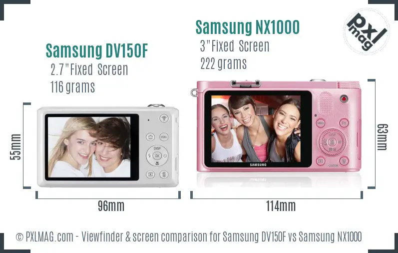 Samsung DV150F vs Samsung NX1000 Screen and Viewfinder comparison