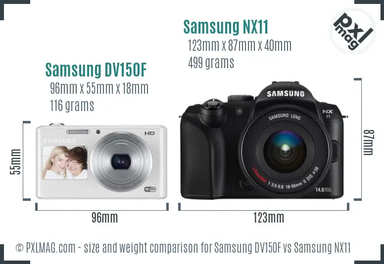 Samsung DV150F vs Samsung NX11 size comparison