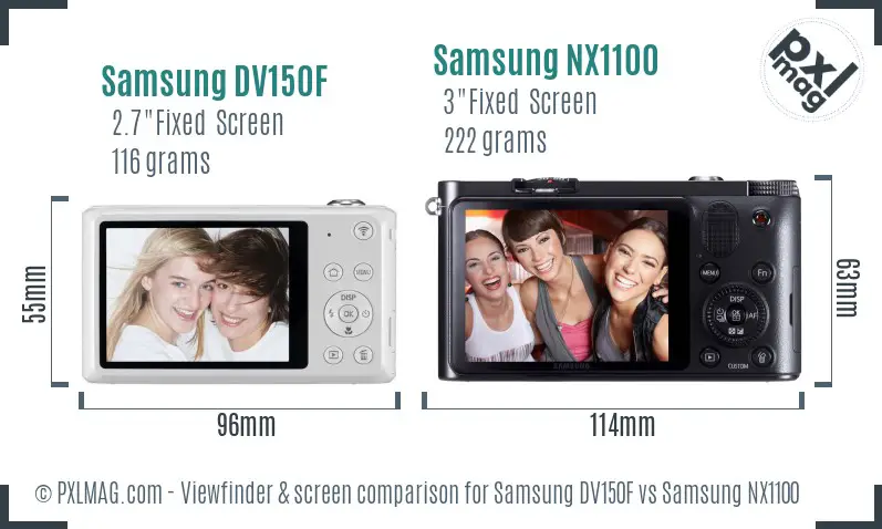 Samsung DV150F vs Samsung NX1100 Screen and Viewfinder comparison